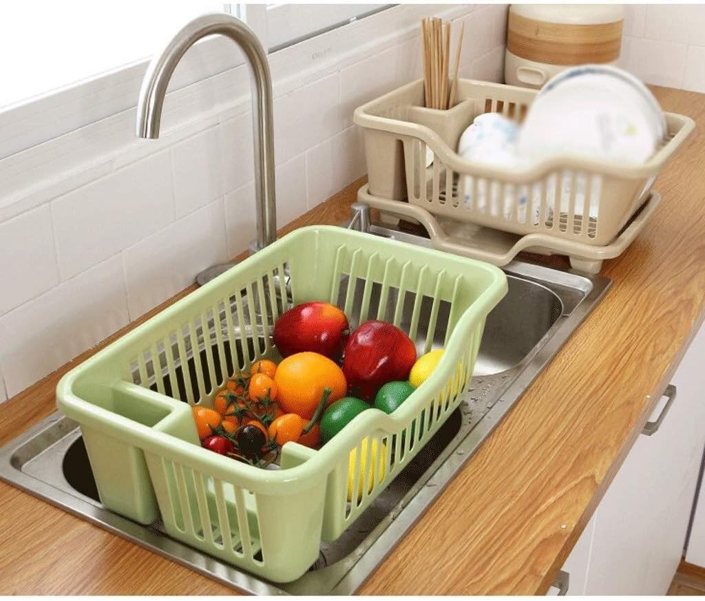 Drain Rack - Plastic Kitchen Shelf Bathroom Storage Shelves Corner Organizer Kitchen Storage Shelf Green