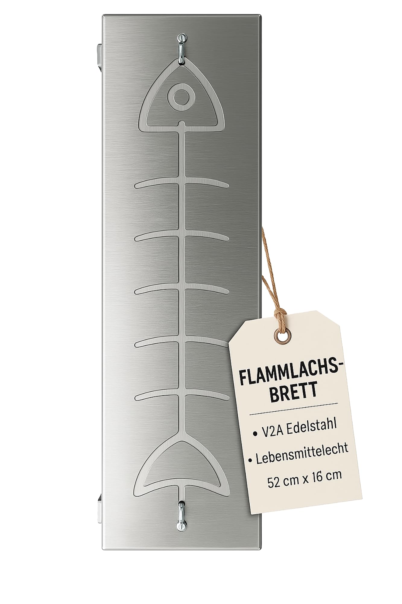 Flammlachsbrett Flammlachshalter Edelstahl mit Schienen (Lebensmittelecht V2A AISI 304) Rostfrei, Verstellbare Halterung 180° drehbar, Perfekt für Feuerschalen (Lieferung ohne Feuerschale)