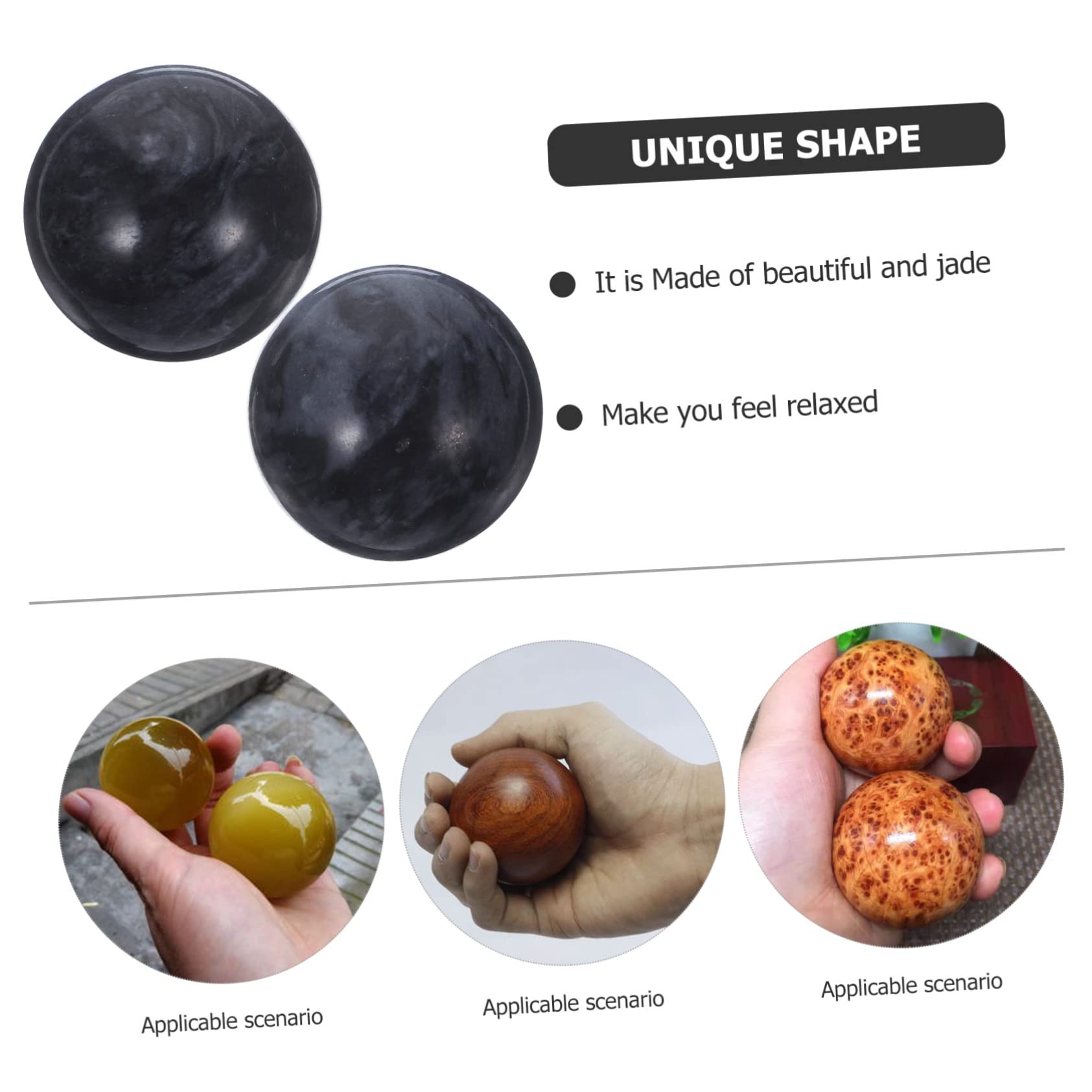 IWOWHERO 2 Pcs Jade Hand Balls Elderly Hand Exercise Balls for Health Relaxation Blood Circulation Random