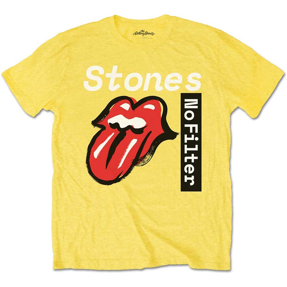The Rolling Stones Men's No Filter Text Regular Fit Crew Neck Short Sleeve T - Shirt, Yellow (Yellow Yellow), X-Large (Manufacturer Size:X-Large)