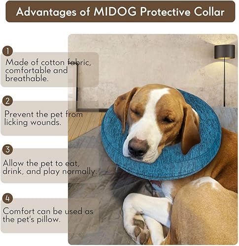 Miniatura 2 de MIDOG Cono estilo collar para perros para después de la cirugía, collar inflable suave para mascotas, perros y gatos para evitar que las mascotas