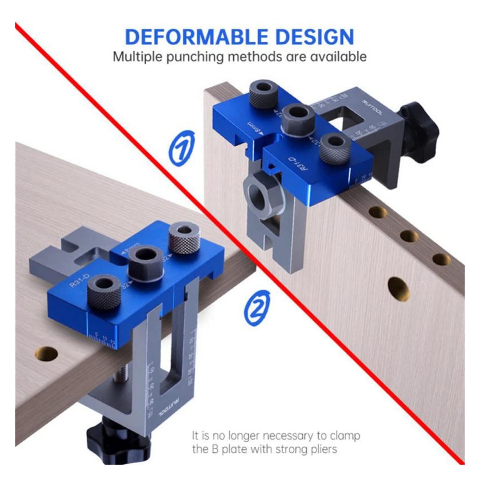 3w1 wiertło do otworów w drewnie pozycjoner przewodnik lokalizator Jig stolarka zestaw do organizacji 6-15mm wiertła Adjustabl stolarstwo narzędzie do majsterkowania(Set A)