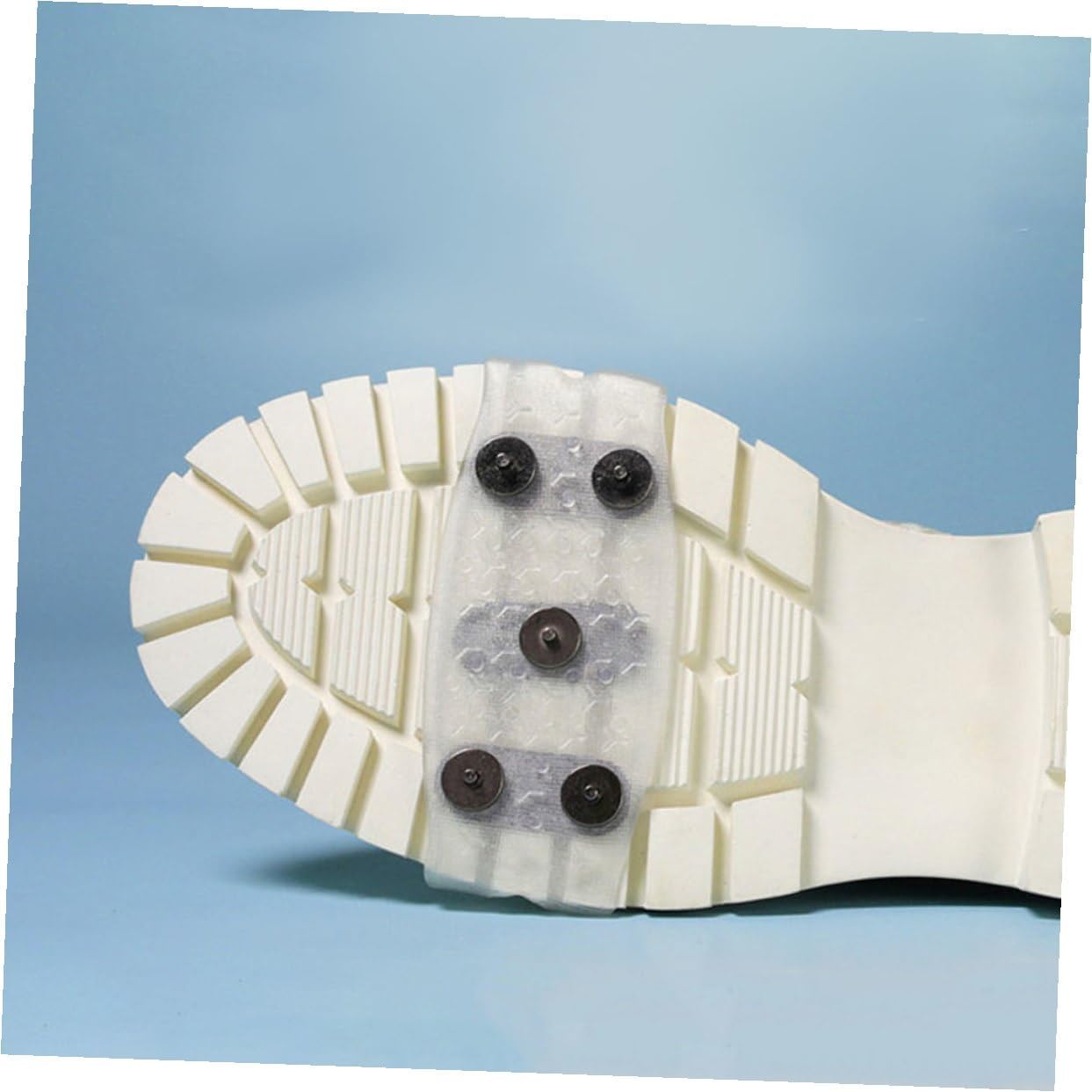 Ciieeo Ice Gripper Shoe Covers with 5-Spike Crampon Traction Cleats, Non-Slip Snow Boots Overshoes for Outdoor Winter Hiking and Elderly, Fits US Size 12-14, White