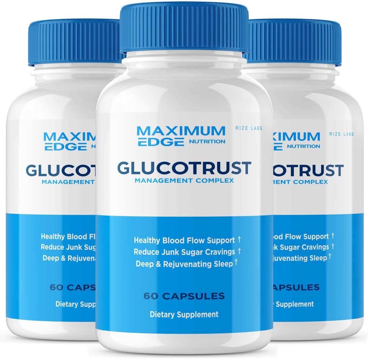 rize labs - Glucotrust Supplement Capsules, Advanced Formula Pills, Balance Original Edge Support Extra Strength, Natural, Vegan, 3 Pack (180 Capsules)