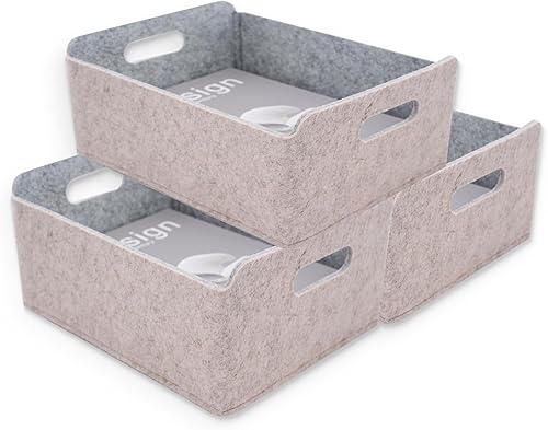 Miniatura 8 de Welaxy Cestas de almacenamiento plegables de fieltro, cubos organizadores, caja de fieltro para niños, juguetes, revistas, libros, ropa para