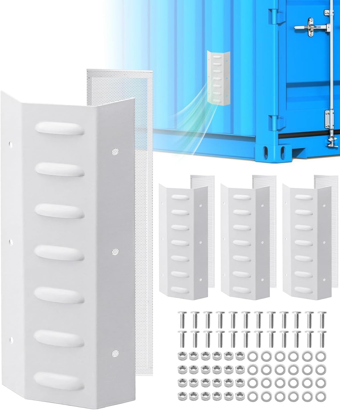 4 Pack Shipping Container Vent Kit, Galvanized Steel Transportation Container Vents for 20ft Cargo & Storage Containers, Cross Flow Ventilation Kit to Prevent Condensation Heat Buildup and Rustproof