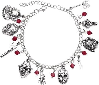 Classic Horror Film Series Villain Character Bracelet Halloween Bracelet Charm Fashion Women's Men's Alloy Jewelry Gifts for FriendsSilver