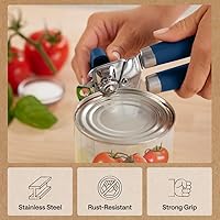 Vista 5 de GORILLA GRIP Abrelatas y abrebotellas manual de acero inoxidable de servicio pesado con borde liso, mango suave y cómodo, perilla giratoria manual