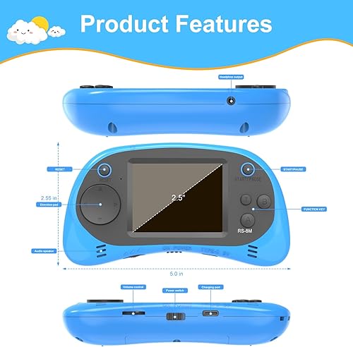 Miniatura 6 de ESEGMER - Consola de juegos de aprendizaje para niños, 220 juegos educativos para edades de 3 a 10 años, pantalla IPS de 2.5 pulgadas, recargable y