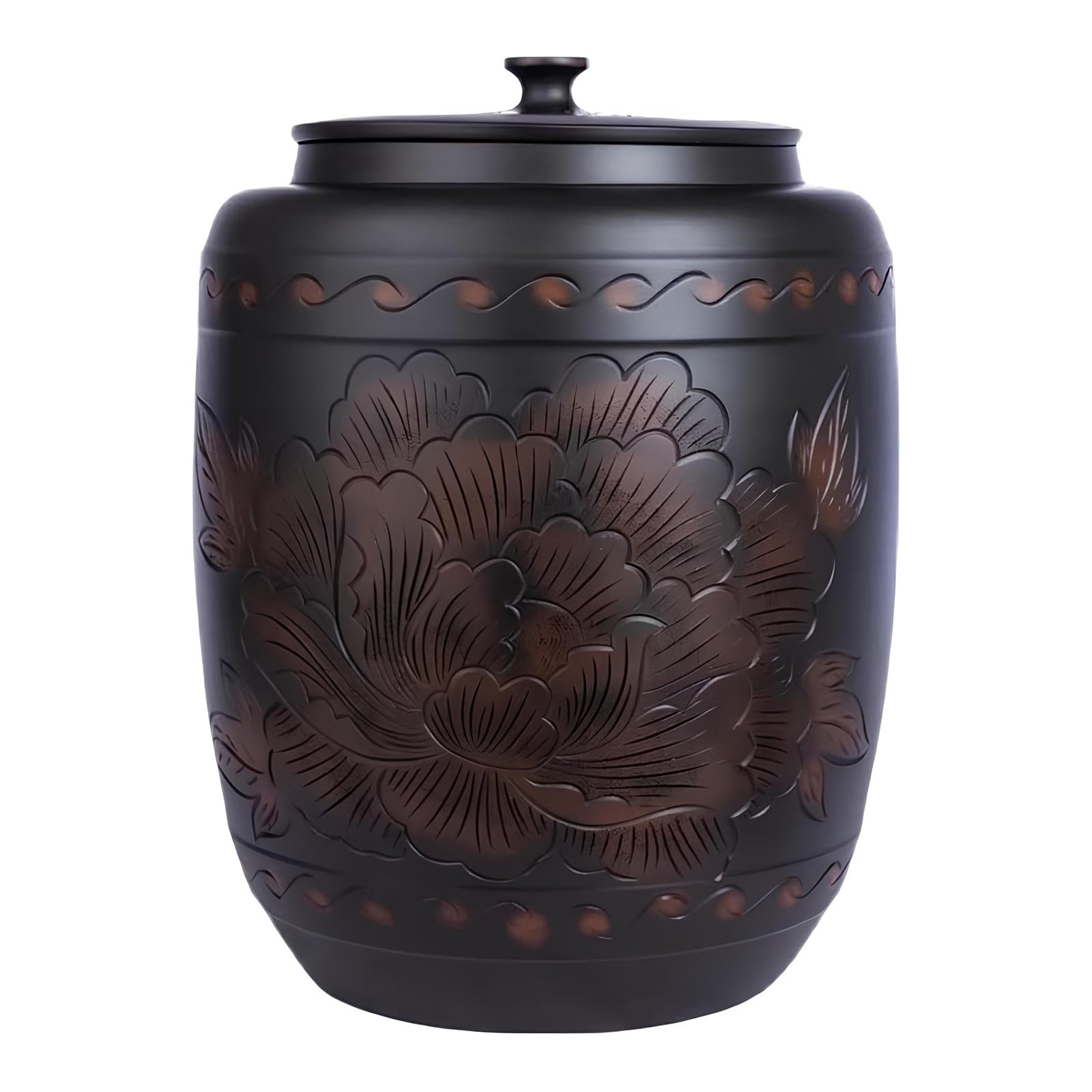 Ceramic Rice Container - Airtight Storage Jar for Rice, Soybeans, Corn, and Flour - Kitchen & Pantry Organization with Lid