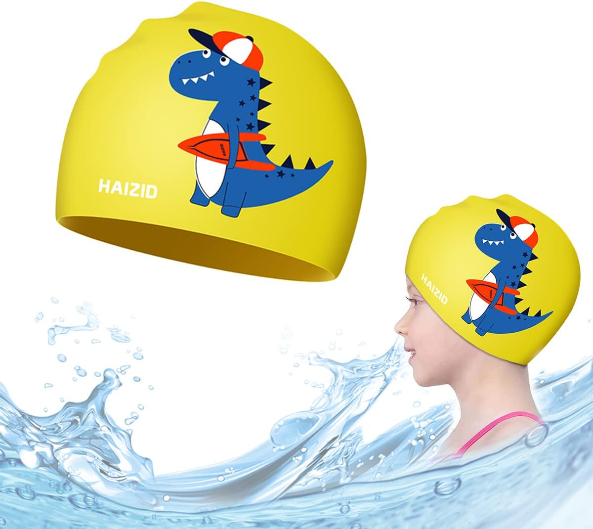 - Proberos® Silicone Swim Cap for Kids, Comfortable Swimming Cap Ideal Kids Swim Cap for All Head Size, Cartoon Swimming Cap for Child, Swimming Training Cap