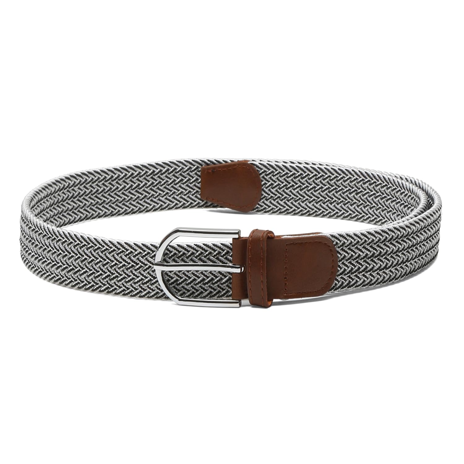 Buy MUTAQINOTI Men's White and Black Stretchable Braided Belts For