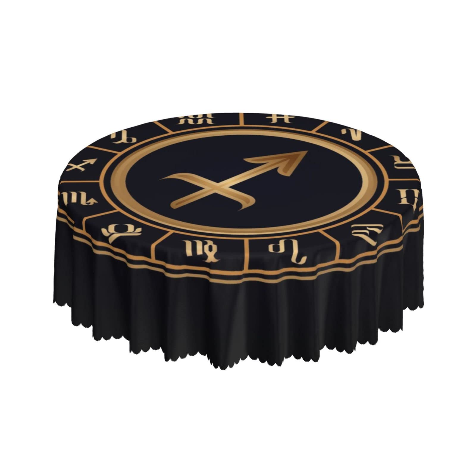 Lsjuee Sagittarius Twelve Zodiac Round Tablecloth 60 Inch Printed Washable Tablecloth for Dining Party Holiday Fall Home Decorative