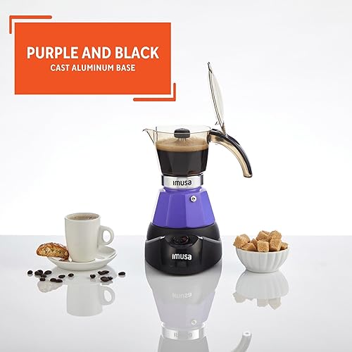 Miniatura 3 de IMUSA Cafetera Eléctrica de Espresso de 3 o 2 Tazas, Morado
