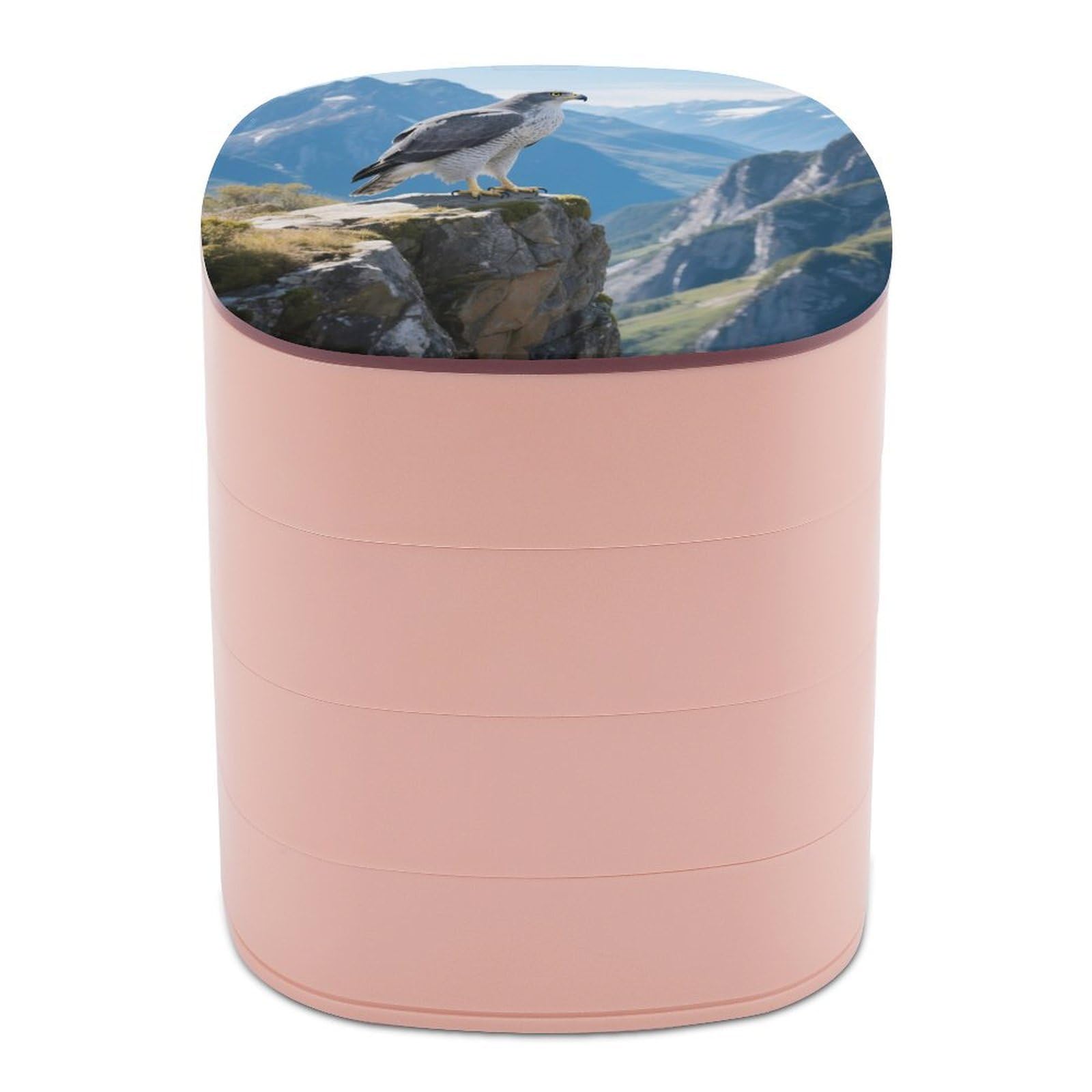 VstaDank Goshawk Jewelry Box with Mirror 4-Layer Rotating Jewelry Tray Case Portable Jewelry Case Trinket Boxes Trinket Cases Travel Jewelry Organizer Earrings Storage Box