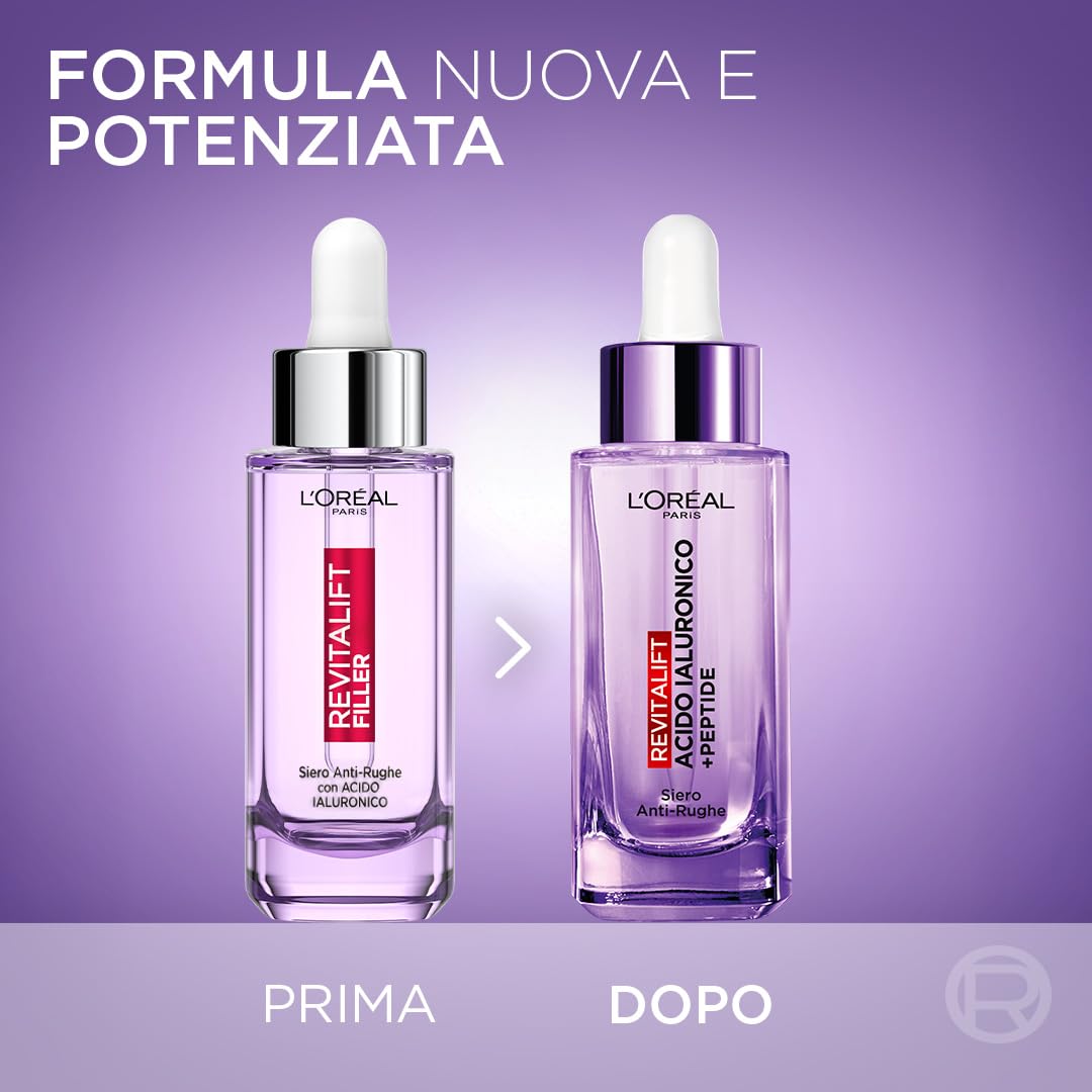 L'Oréal Paris Siero Viso Revitalift Filler, Azione Rimpolpante e Anti-Rughe, Altamente Concentrato con Acido Ialuronico al 1.5%, 30 ml