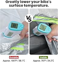 Vista 5 de Favoto - Funda impermeable para moto, universal, tela Oxford, orificio de seguridad, 3 bandas reflectantes, hebillas, bolsa para guardar, protege