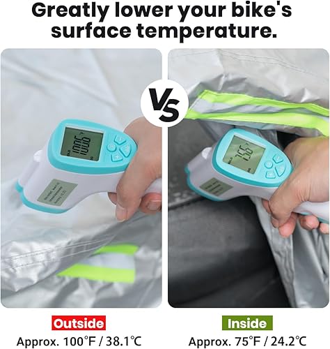 Miniatura 5 de Favoto - Funda impermeable para moto, universal, tela Oxford, orificio de seguridad, 3 bandas reflectantes, hebillas, bolsa para guardar, protege