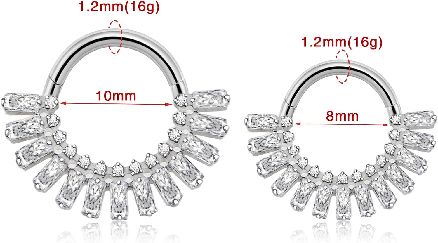 16G G23 Titanium Septum Rings: CZ Nose Ring Hoops, Helix Cartilage Clicker Hoop Earrings, Rook Daith Tragus Piercing Rings for Women Men - Image 3