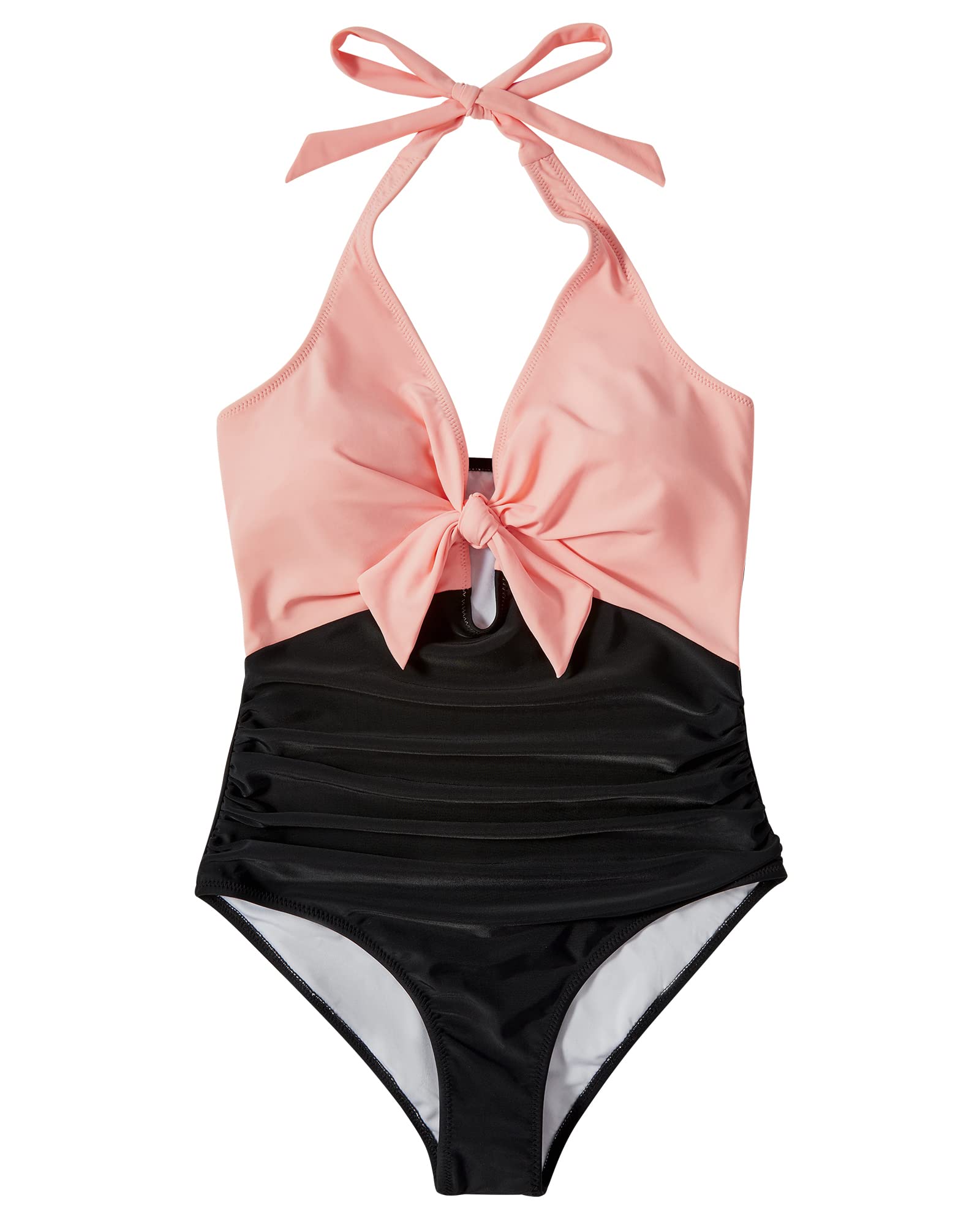 RXRXCOCO Traje de baño sexy con cuello en V, push up, para mujer, con forma de barriga, con escote halter, espalda descubierta, traje de baño con copas
