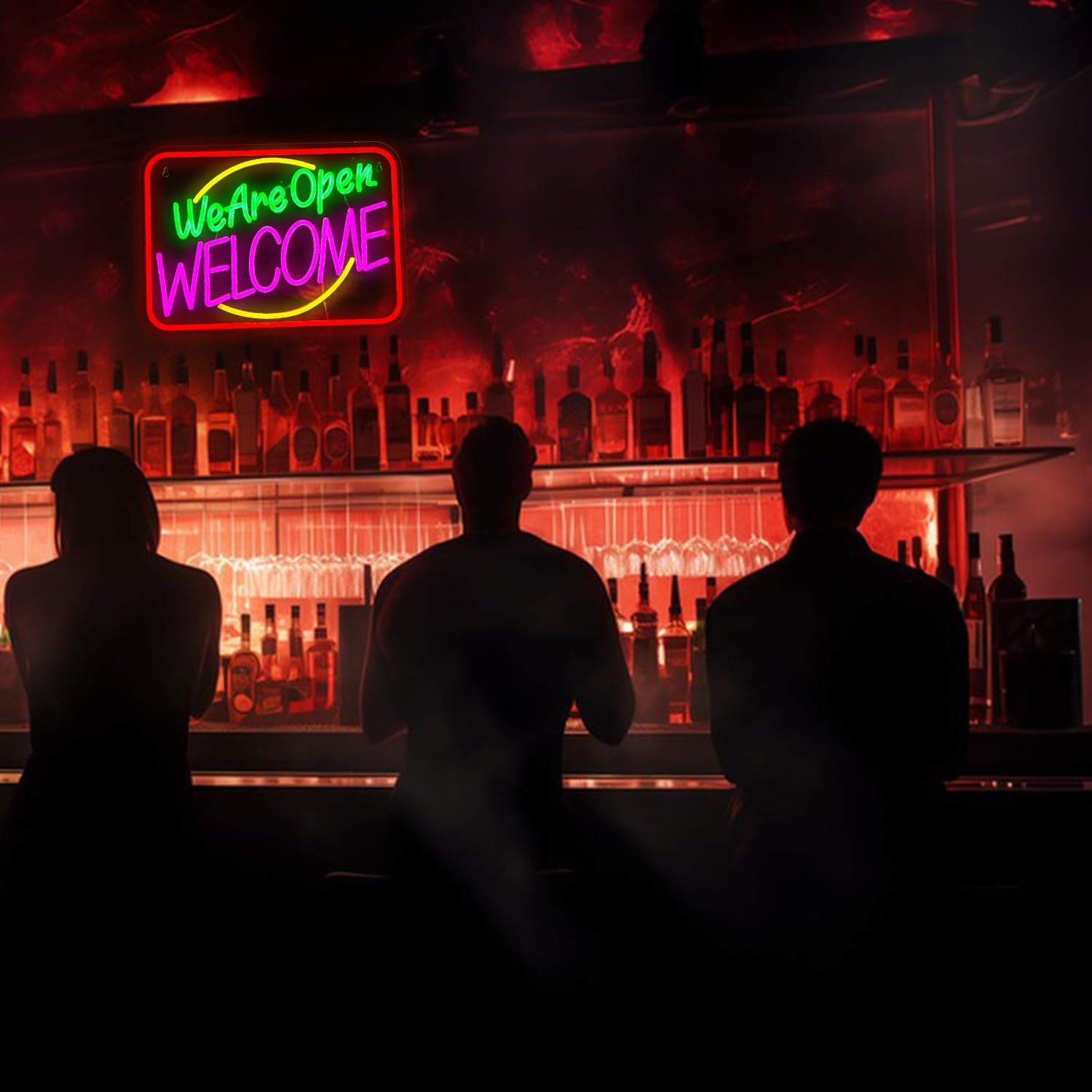 Business We Are Open Neon Sign Welcome Wall Decor Neon Light Open Sign LED Light Sign Coffee Shop Bar Restaurant Salon Hotel Welcome Door Window Decor Sign USB 16.5"X11.8"