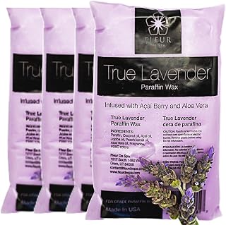 Paraffin Wax Refills 4lb by FLEUR DE SPA – Made in USA – Infused with Coconut & Jojoba Oils – Moisturizing, Hydrating & Soothing for Hands, Feet & Body – Spa & Home Use (4lb box, Lavender)