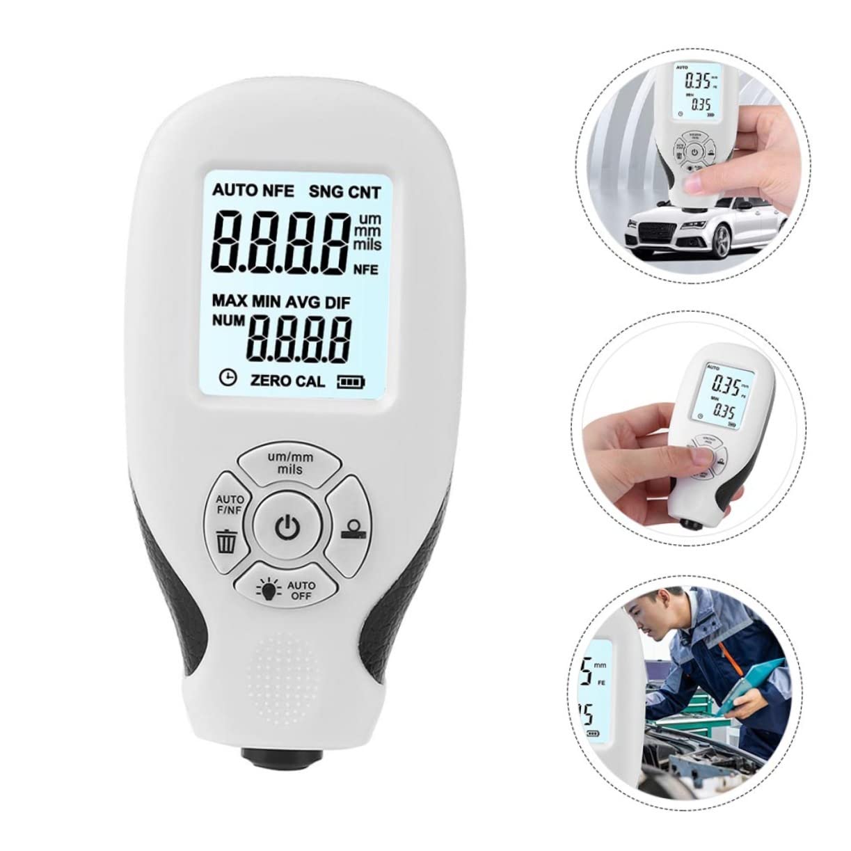 3pcs Professional LCD Paint Coating Thickness Gauge Non-Destructive Measurement Tool for Automotive Use Material High-Definition Display for Industrial Manufacturing and Surface