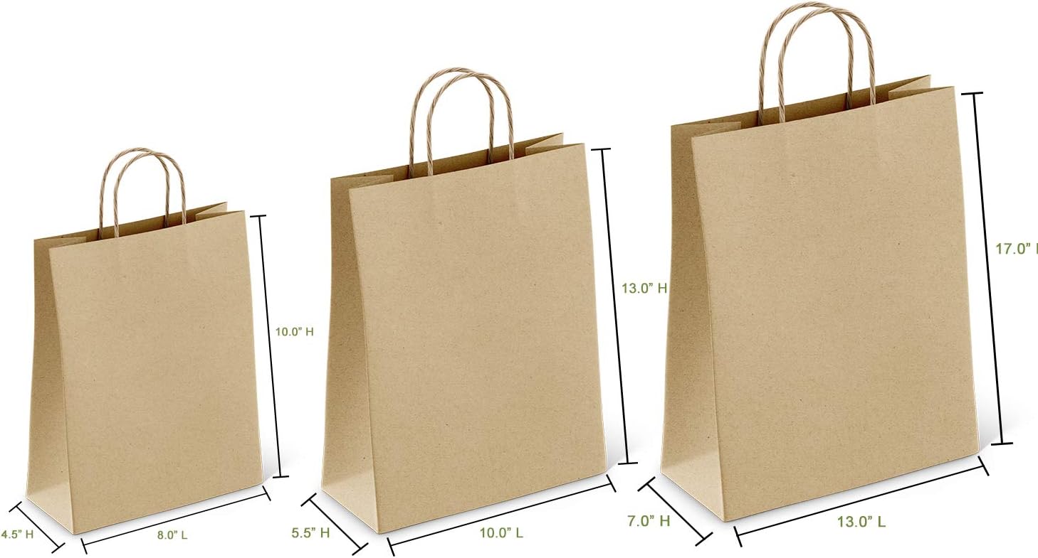 AME D'ESSENCE (75 pcs) Kraft Brown Paper Bag with Handles Reusable Shopping Bag L-M-S sizes