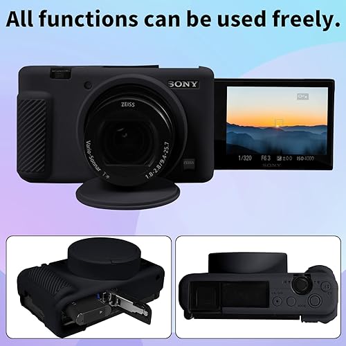 Miniatura 2 de Funda para cámara Sony ZV-1, ZV1, funda de silicona para cámara con tapa extraíble para lente digital Sony ZV 1, color negro Negro,Gris,Rosa