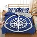 NIUBBśliczna pościel z mikrofibry,200 * 200CMVintage kompas niebieskiKomplet pościeli trzyczęściowy (pojedynczy/podwójny rozmiar)