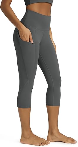 Miniatura 559 de ODODOS - Leggings tipo capri de mujer, no se traslucen y modelan el abdomen, con cintura alta y bolsillos; para hacer yoga, atletismo, ejercicio