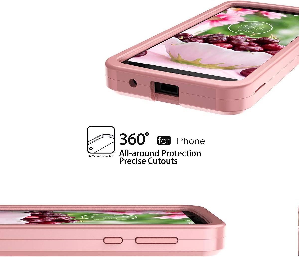 WeLoveCase Moto E5 Plus Case, Moto E5 Supra case 3 in 1 Hybrid Three Layer Heavy Duty Shockproof Hard Cover Full Protective Case for Motorola Moto E5 Plus, Rose Gold