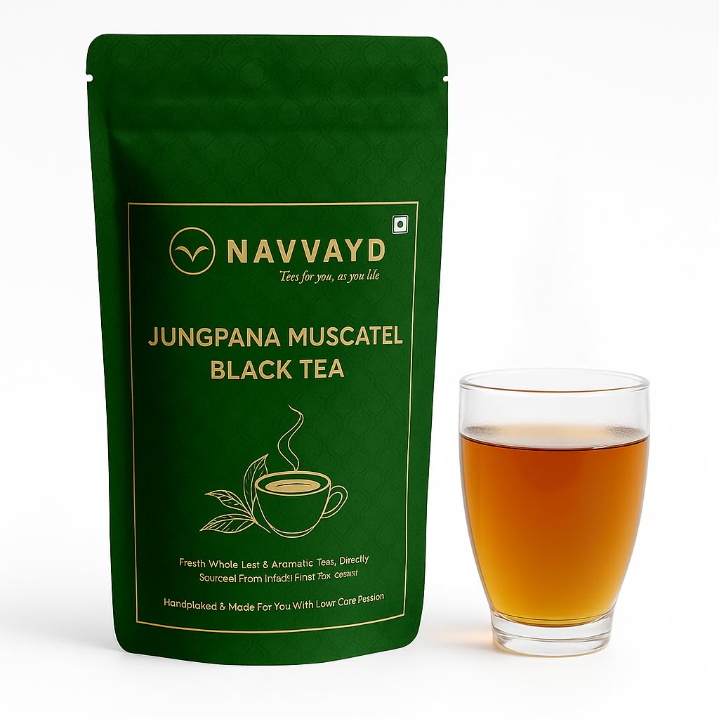 Navvayd Jungpana Muscatel Darjeeling Tea (100 Gm, 50 Cups), with Muscatel Taste of Grapes, Loose Leaf - Enjoy Hot or Cold