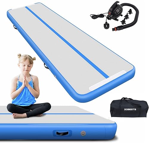 Colchoneta inflable de gimnasia de 10, 13, 16 y 20 pies, 4 pulgadas de grosor, rodillo de aire de gimnasia, barril, espalda, entrenador, yoga,