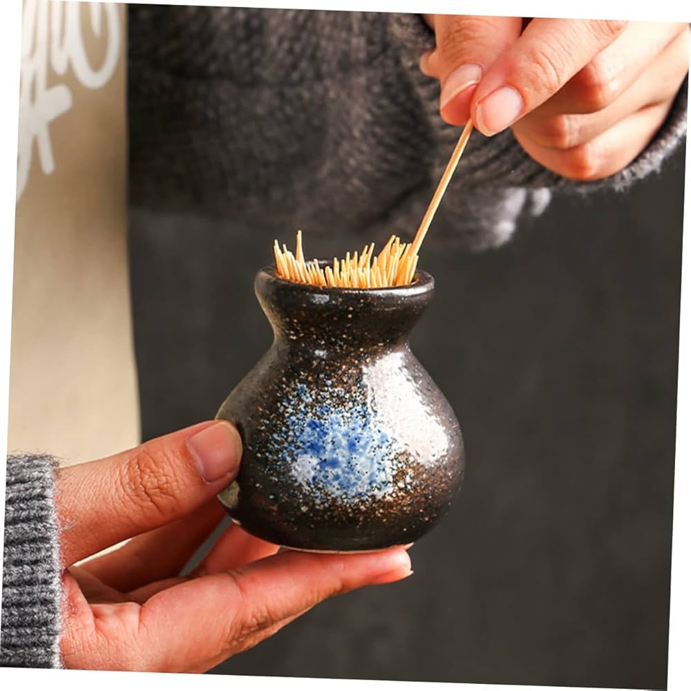 2 Pc Ceramic Toothpick Holder Decor Useful Toothpick Organizer Toothpick Container Toothpick Tube Ceramic Toothpick Pot