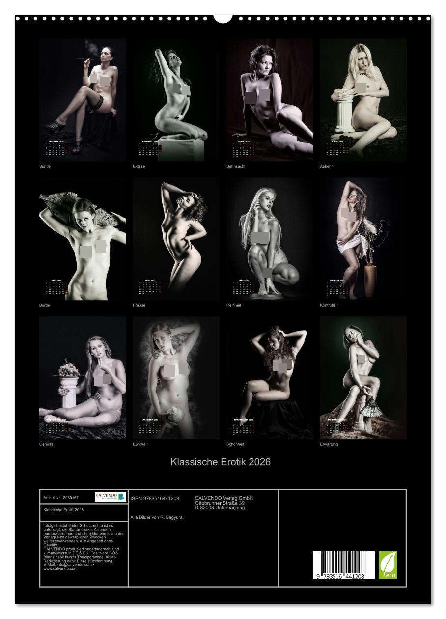 Klassische Erotik 2026 (hochwertiger Premium Wandkalender 2026 DIN A2 hoch), Kunstdruck in Hochglanz