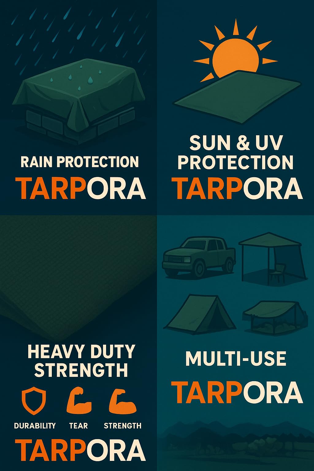 Heavy Duty Canvas Tarpaulin 600 GSM – 100% Water Repellent, UV Resistant, Tearproof, Multipurpose Truck, Garden, Construction & Outdoor Cover with Reinforced Eyelets (Grey, 6 X 6 FT) — Amazon image 2