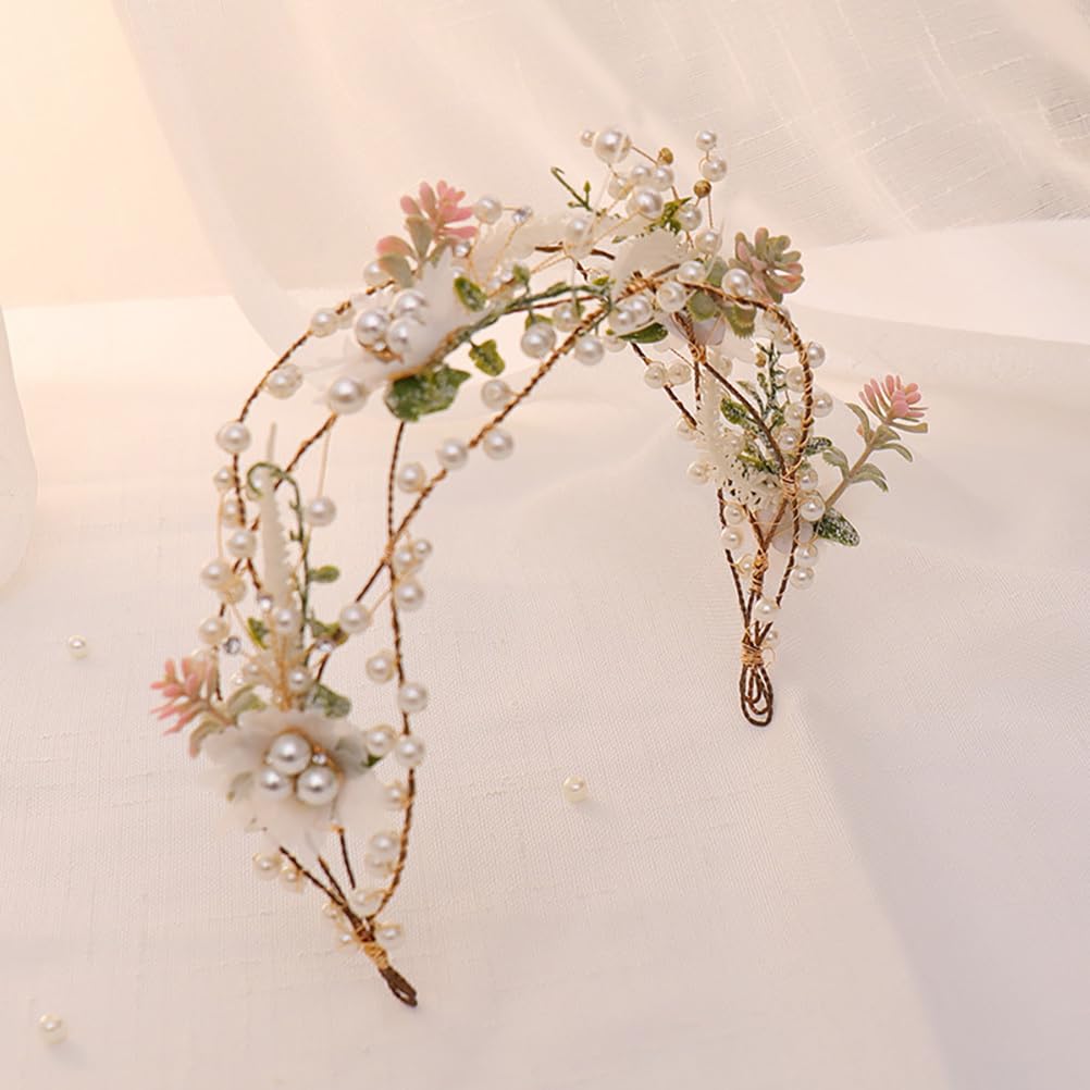 Beaupretty Floral Hair Accessories Headband Wedding Hair Band Bridal Headpiece Leaf Design Photography Prop for Bride and Flower Girl - Image 3