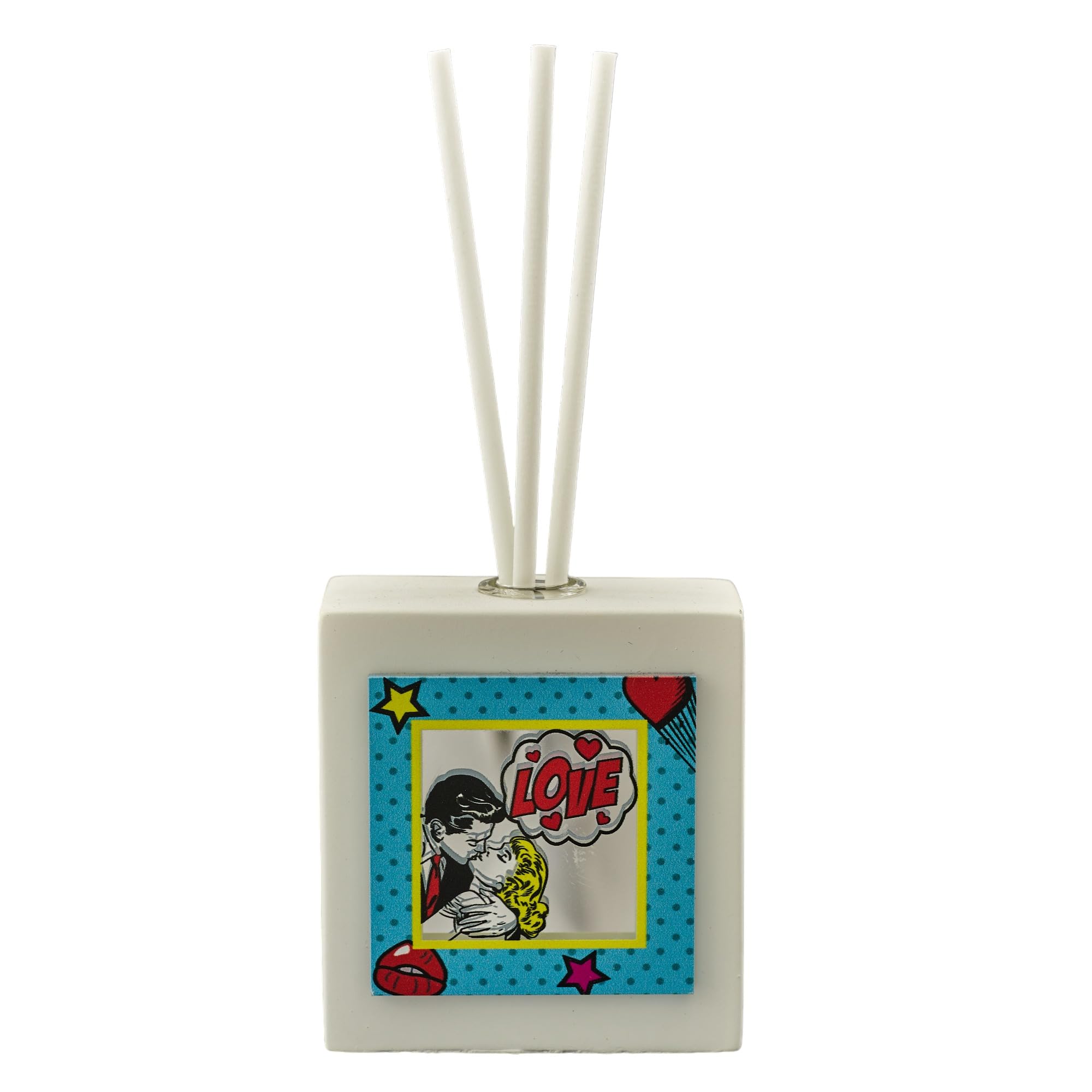 Doni Bomboniere Matrimonio 6PZ Profumatore Ambiente Pop Art con Partecipazioni Utili 50 Anniversario Eleganti Nozze Particolari Ragazzi Che Si Baciano Scritta Love Idee Regalo Complete Originali
