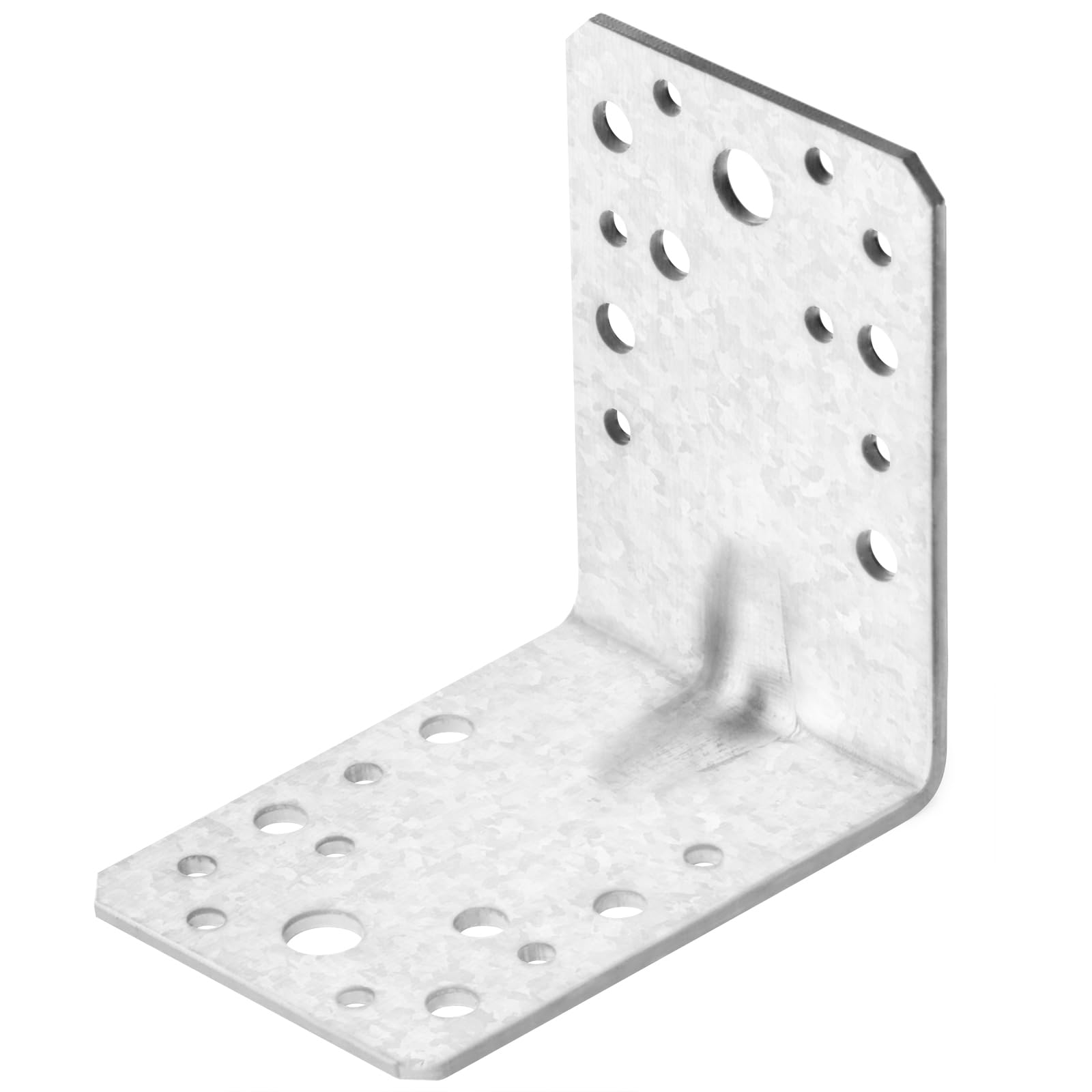 50 soportes de ángulo recto en L de acero de 3-5/8 pulgadas, soportes de esquina de metal galvanizado de 90 grados con nervadura de refuerzo, estantes de madera, conector de madera para muebles