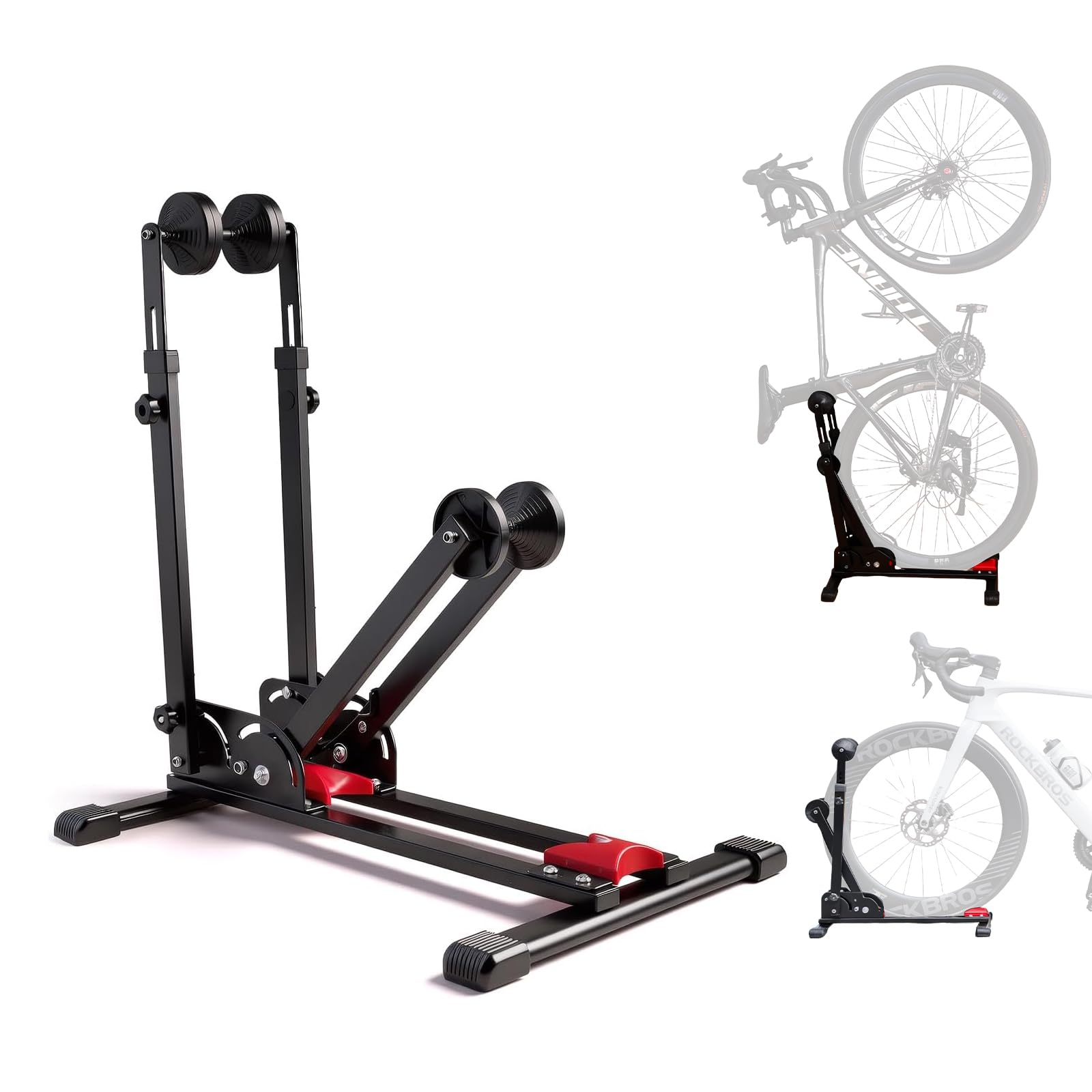 Professional Bike Stand Floor, Bike Stand for Maintenance, Storage and Garage, Foldable Bicycle Stand Fit for Wheels Sizes 24-29 inch Mtb Dirt Mountain Road Bikes, Adjustable Height