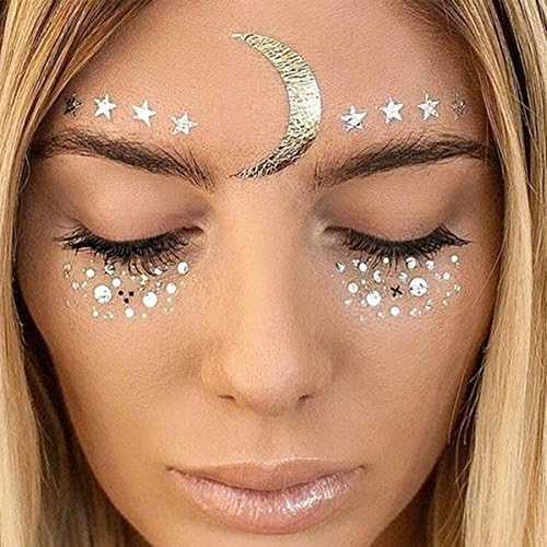 Temporary Face Tattoo Sticker Metallic Shiny for Glitter Effect, Parties, Shows and Make-up (F23)