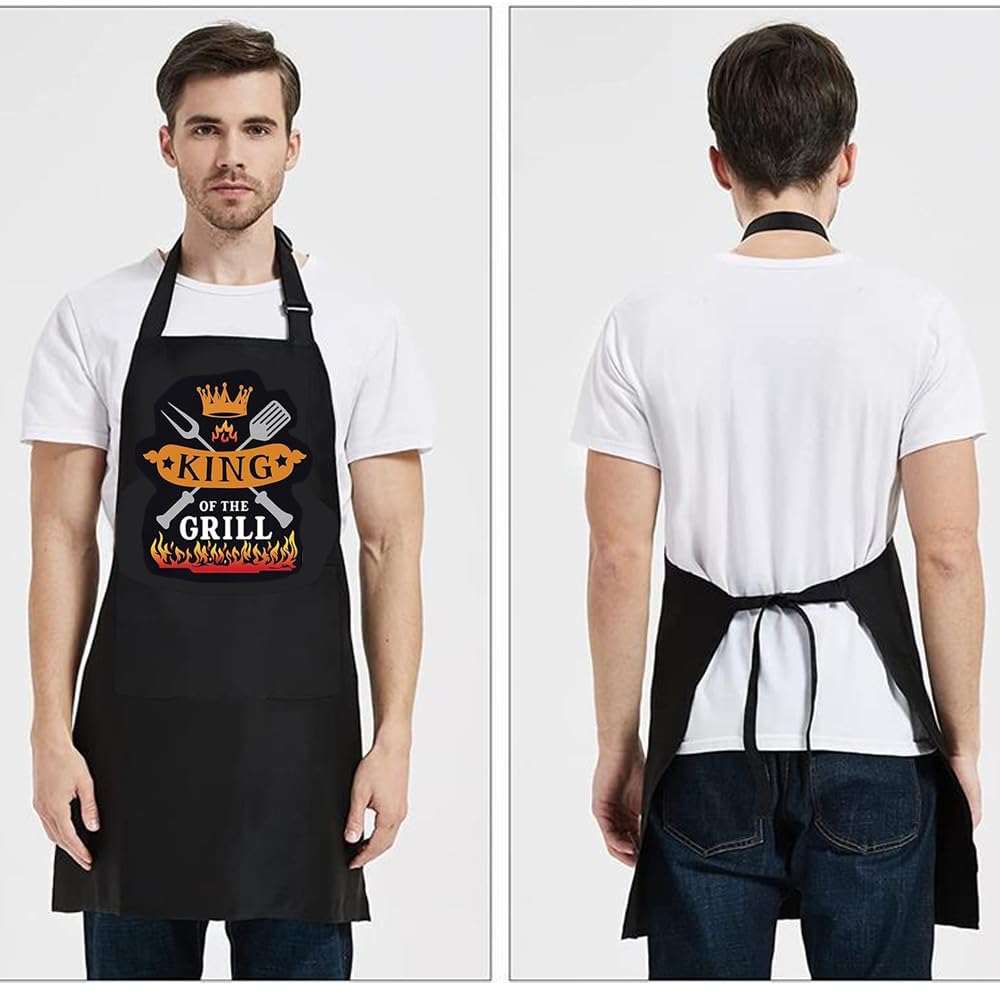 Grembiule BBQ Uomo Divertente Con 3 Tasche - Regalo Per Pap&agrave;, Marito, Chef | Impermeabile E Regolabile