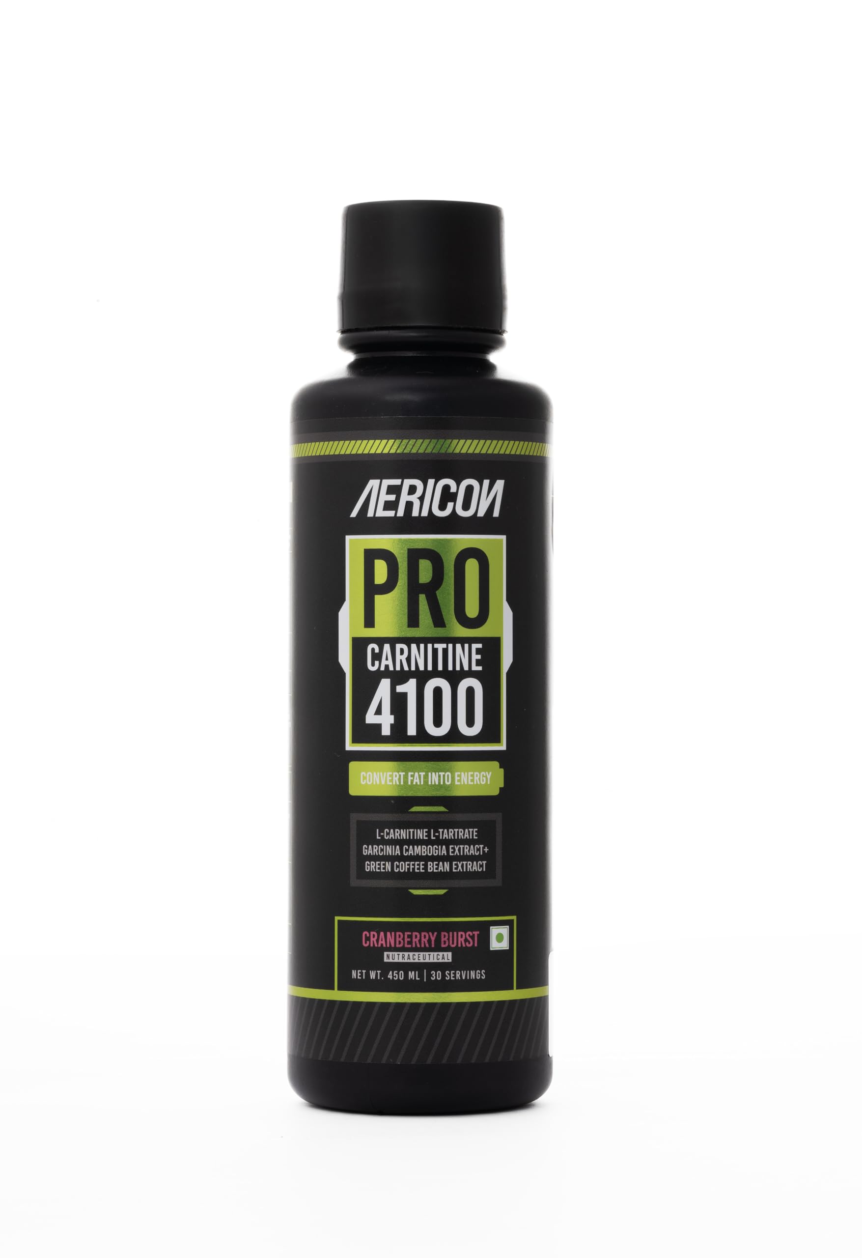Aericon Nutrition L-Carnitine Liquid 4100 mg With Green Coffee Bean,  Garcinia Cambogia & Black Pepper Extract 450 ml