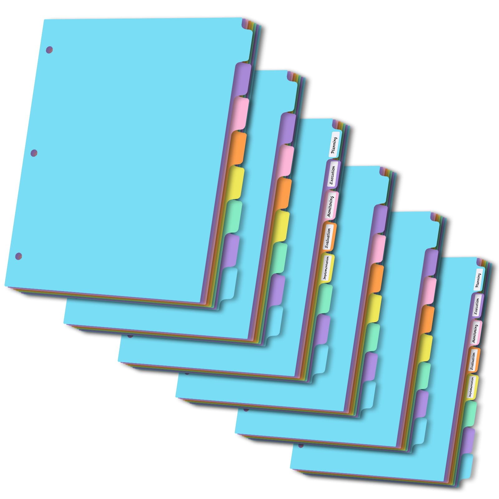 LIMANLIRY Divisores de carpeta de 8 pestañas con pestañas, índice de plástico con etiqueta, separadores coloridos para carpeta de 3 anillos (48)