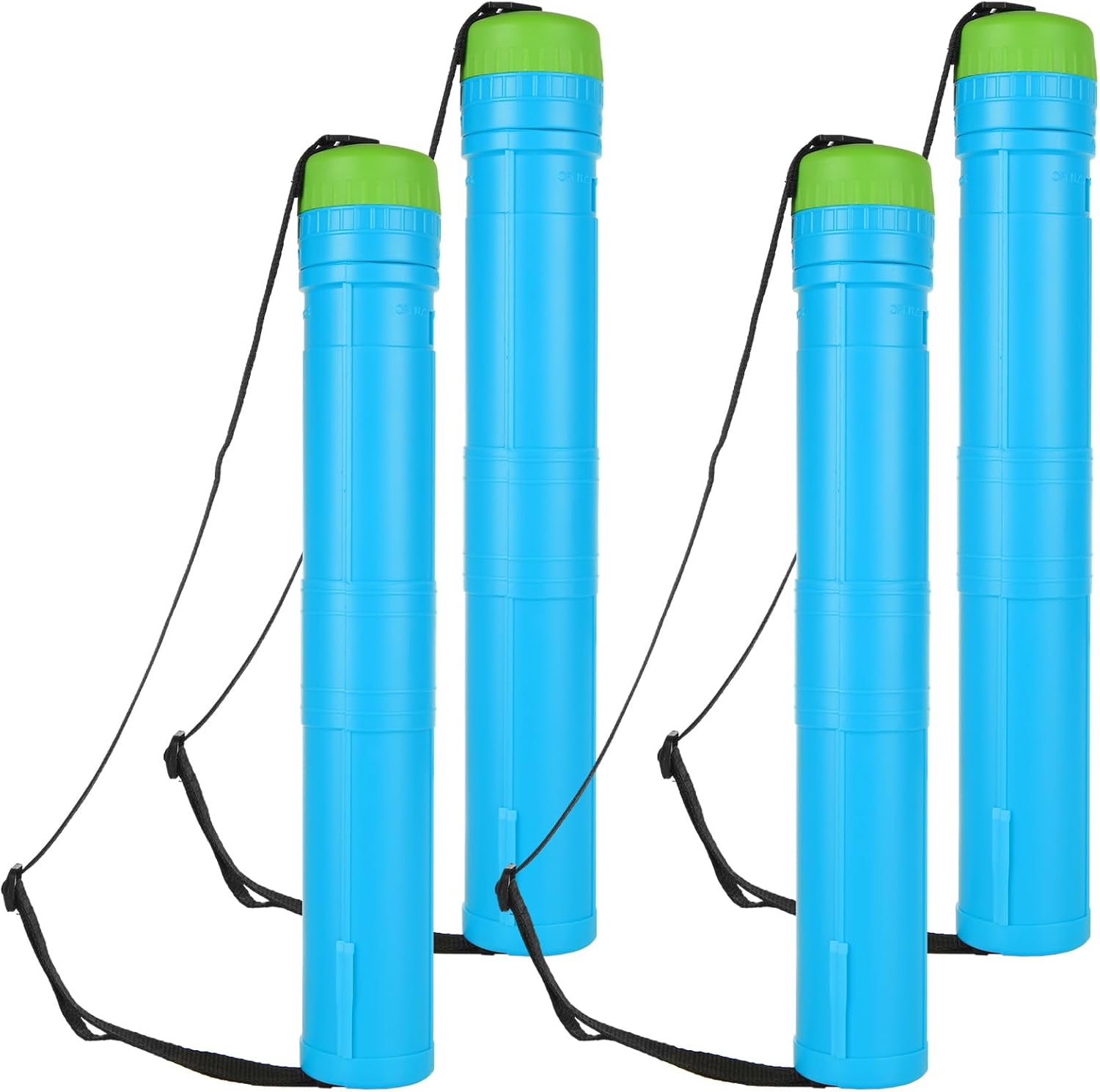 DAJAVE 4 Pack Extendable Poster Tubes, Poster Tube with Strap, Black Telescoping Art Drafting Tube, Expand from 17 to 28 Inch, Round Poster Holder Tube for Carrying Artworks Scrolls Blueprint (Blue)