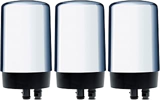 Faucet Filter Cartridge BPA Free, Replacement Compatible With Brita 36311, Brita 42618 On Tap Faucet Water Filtration System, Brita FR-200, FF-100 Replacement Filters, Chrome--3 Pack