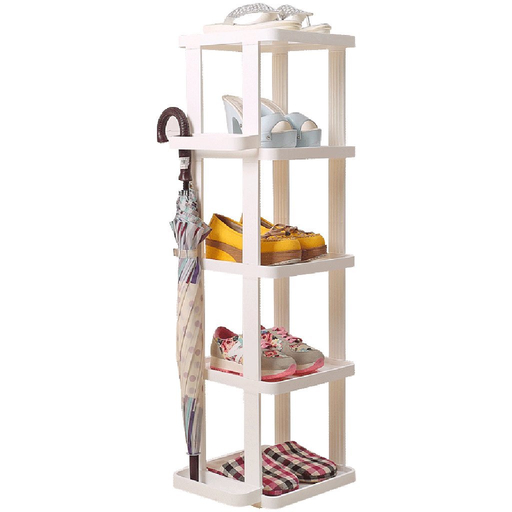 ZAQ White Narrow Shoe Storage Rack Vertical Shelf Organiser Holder For Entryway Door Hall Bathroom 5 Tier