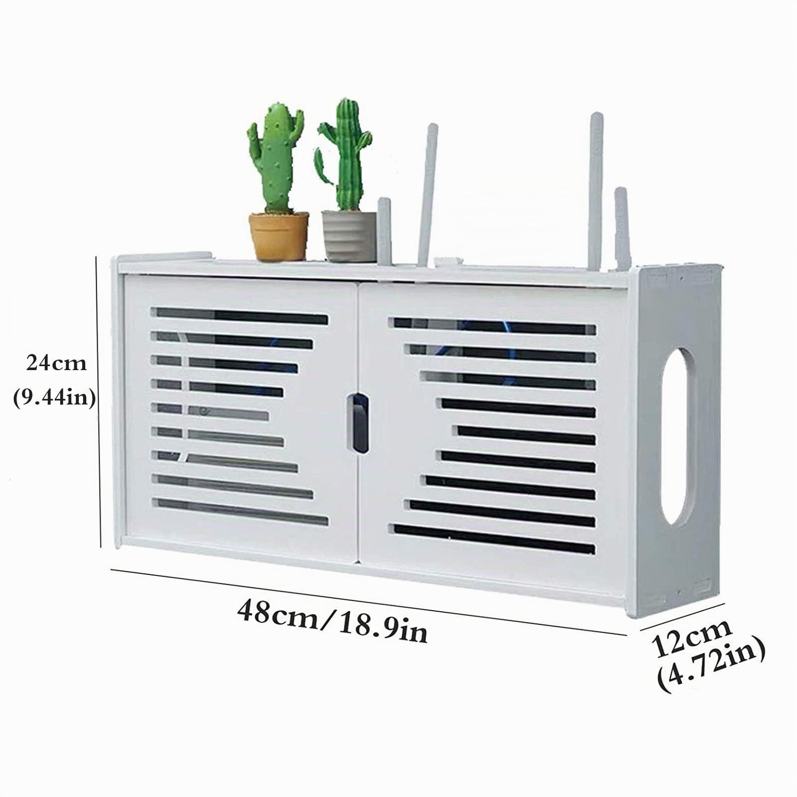 Scaffale per router da parete, bianco scatola di immagazzinaggio per router WiFi, TV decoder scatola di immagazzinaggio da parete, router storage box, D…