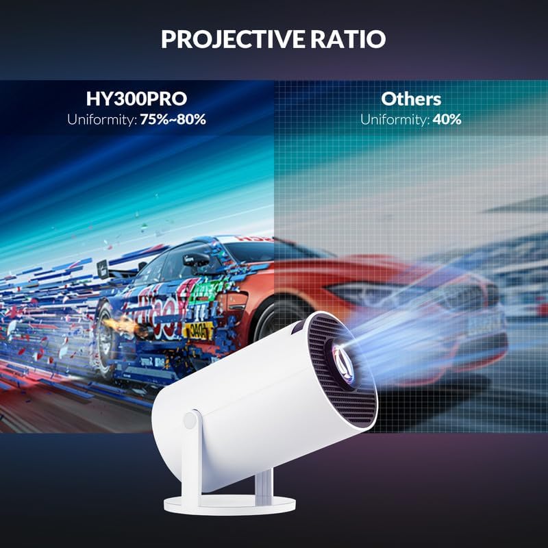 Miniatura 3 de Mini proyector portátil HY300 PRO+ actualizado 2025, proyector inteligente con Android 11.0, 200 lúmenes ANSI, enfoque corto, WiFi 6 + BT5.0,